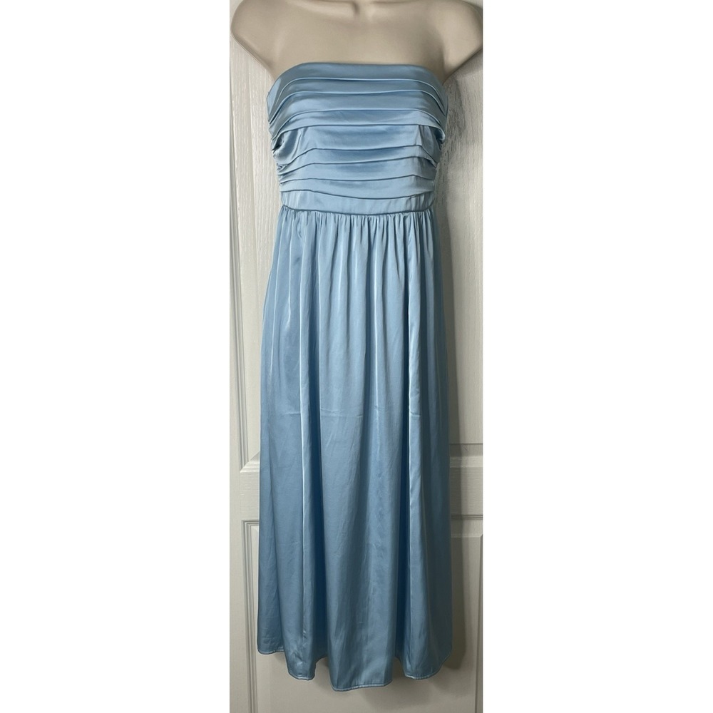 Abercrombie Fitch Strapless Emerson Dress Small Blue Pleated Wedding Bridesmaid